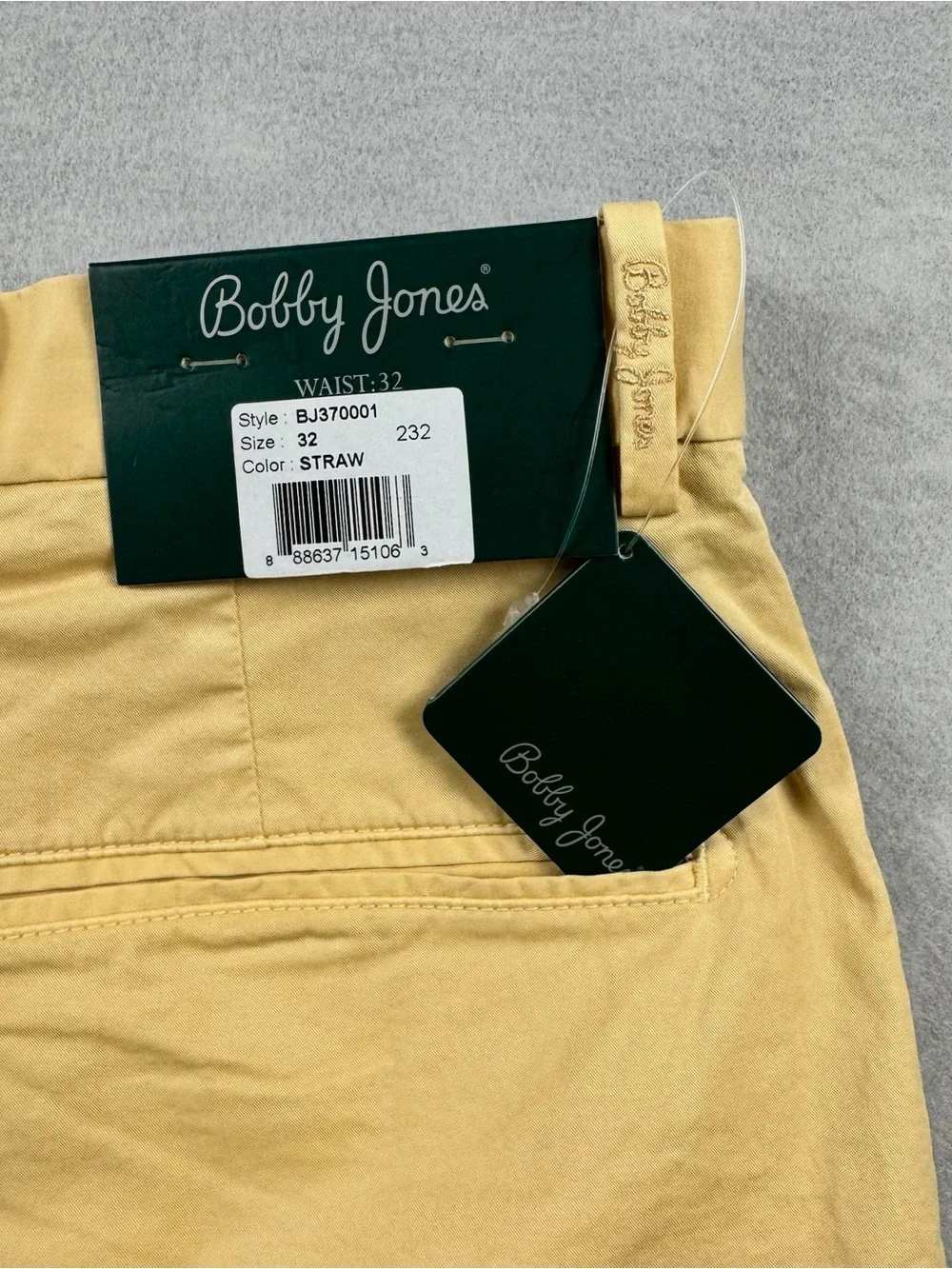 Bobby Jones Players NWT Mens Chino Golf Shorts Size 32 Yellow Straw Flat Front